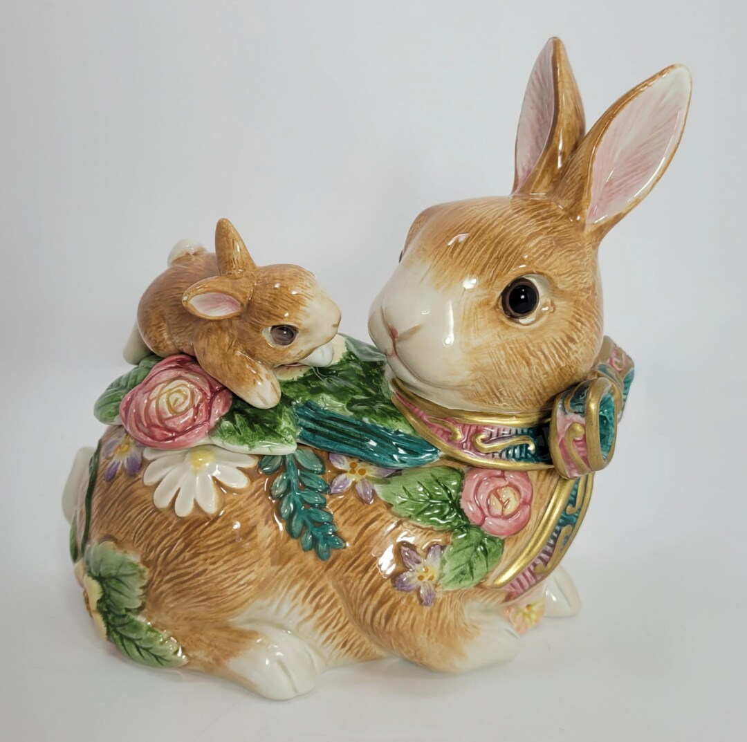 Spring Rabbit Dish Fitz and Floyd Woodland Spring Rabbit Dish With Lid Figurine - Bunnies ...
