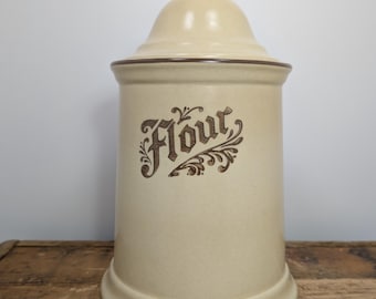Pfaltzgraff Village Flour Canister - Tapered Jar - Kitchen Decor - Stoneware - Vintage