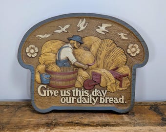 Burwood "Daily Bread" Plastic Wall Hanging - Kitchen Decor - Country Farmhouse - Vintage