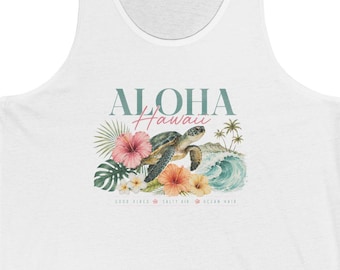 Aloha Tropical Hibiscus Bird Tank | Hawaiian Floral Summer Top