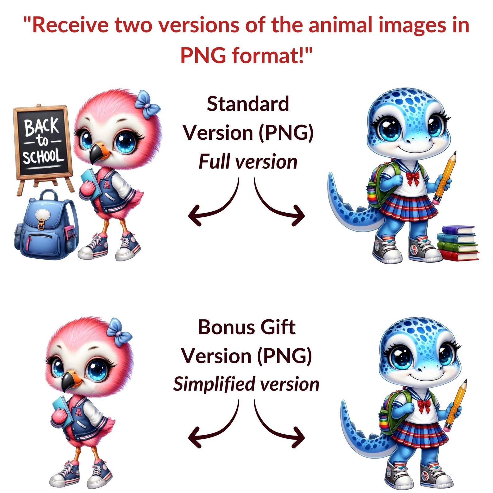 14 Watercolor Cartoon Back to School Animals Clipart Bundle, Cute ...