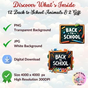 14 Watercolor Cartoon Back to School Animals Clipart Bundle, Cute ...