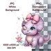 Watercolor Pink Dinosaur Clipart Bundle, Cute Dino, Triceratops PNG, T ...