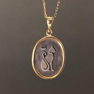 Egyptische kat hanger ketting, godin Bastet sieraden, sterlingzilver vintage cadeau voor dierenliefhebbers