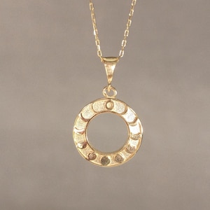 Crescent Moon Phases Necklace: Silver or Gold Lunar Cycles Celestial Pendant, Layering Jewelry