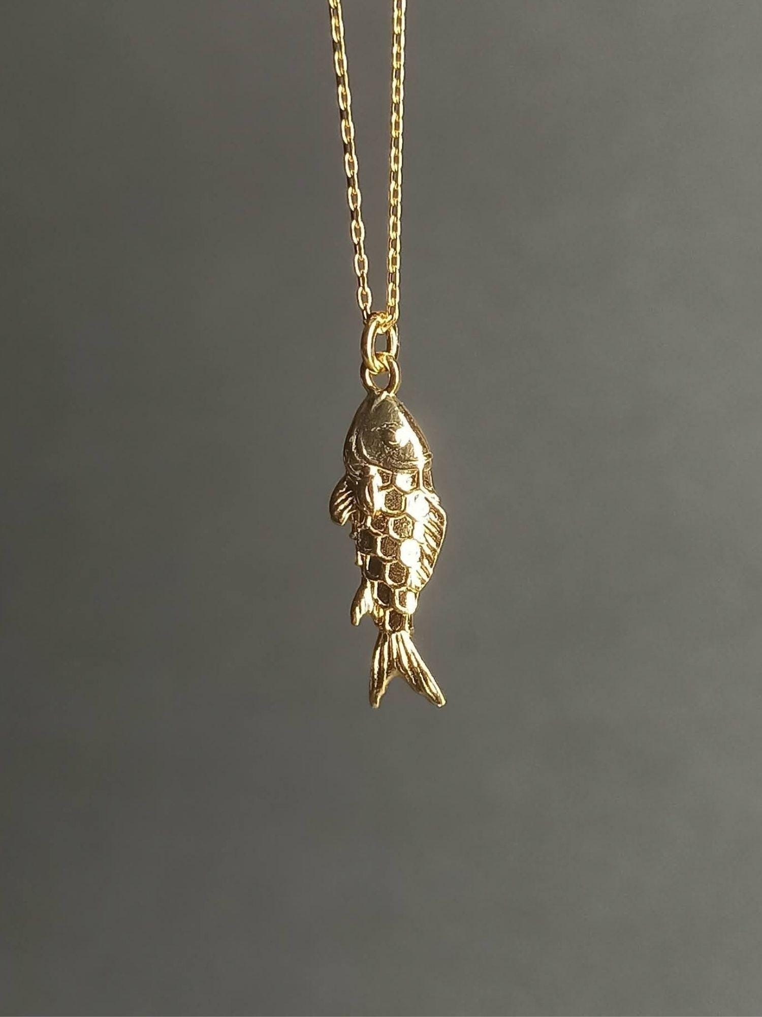 Jwelleries Fish Gold Fish Necklace, 925k Sterling Silver Little Fish Pendant Charm ...