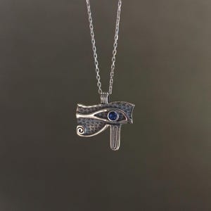 Gold Eye of Horus Pendant Necklace, Silver Egyptian Jewelry, Ra Eye, Gift For Her Silver