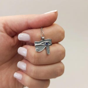 Gold Eye of Horus Pendant Necklace, Silver Egyptian Jewelry, Ra Eye, Gift For Her image 6