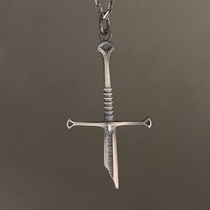 Sterling Silver Broken Sword Necklace: Vintage Style Pendant