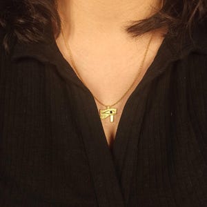 Gold Eye of Horus Pendant Necklace, Silver Egyptian Jewelry, Ra Eye, Gift For Her image 13