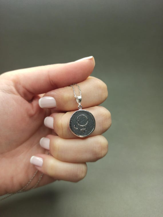 Gold Venus Symbol Necklace: Feminist Crescent Moon Pendant, Female