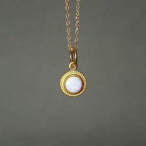 Dainty Gold Opal Pendant Necklace, Sterling Silver Charm with Opal Stone, Minimal Opal Pendant, Dainty Silver Necklace, Gift for Her