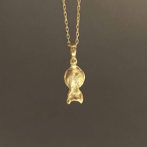 Handmade Gold Filled Tiny Fish Pendant Necklace: Sterling Silver Good Luck Charm