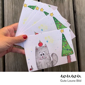 5 greeting cards in a bundle / cat / Christmaswuwu