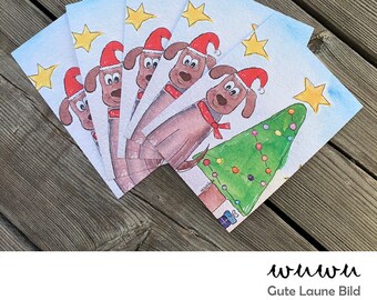 5 Greeting Cards in Bundle / wuwu Dog / Christmas / XMas / Christmas