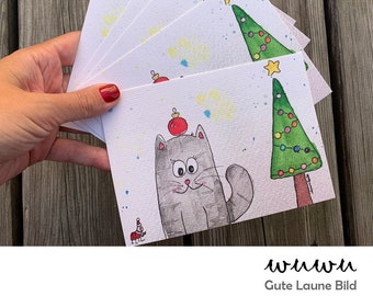 5 Greeting Cards in Bundle / Cat / Christmas Wuwu