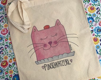 Bolsa con bolsa de yute para gatos Punchkatzerl con asa larga