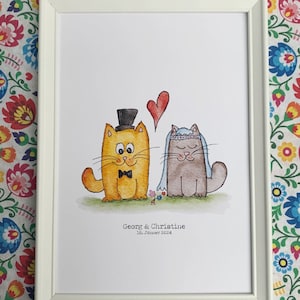 matrimonio | foto di matrimonio personalizzata con gatti | Regalo di nozze