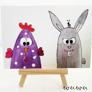 Ostern Frühling Grußkarte Huhn Hase Osterhase mit Kuvert