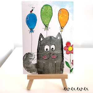 Katze Grußkarte für Katzenliebhaber zum Geburtstag mit Kuvert