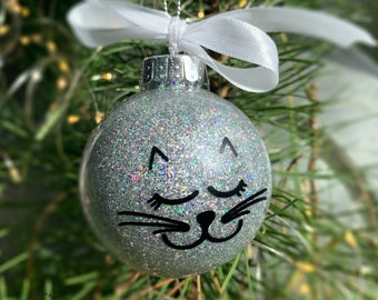 Christmas tree decoration with cat Christmas decoration Christmas ornament Gift for cat lover Christmas tree decoration with cat face