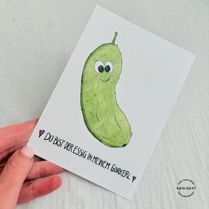 Gurkerl Biglietto di auguri Cetriolino sottaceto Cetriolino sottaceto Biglietto d'amore con amicizia con busta