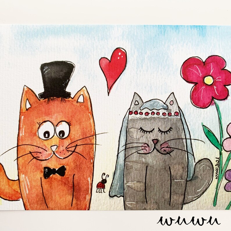 Wedding Greeting Card Greeting Card Cat Lovers Cat image 3