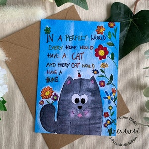 Cat Greeting Card Watercolor Birthday Card with Envelope Congratulations Cat Person