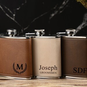 6oz Hip Flask Personalised Steel + PU Leather Effect FREE Engraving !! - Foto 7