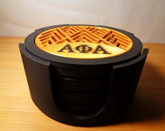 Posavasos impresos en 3D de Alpha Phi Alpha con soporte: Regalo de fraternidad