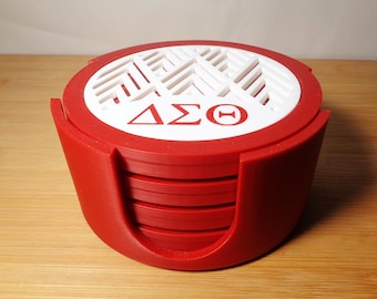 Posavasos impresos en 3D de Delta Sigma Theta con soporte: Regalo para la hermandad
