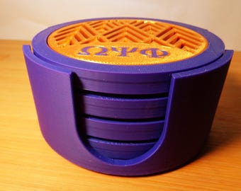 Posavasos impresos en 3D de Omega Psi Phi con soporte: Regalo de fraternidad