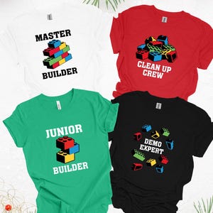 Group Blocks Shirt, Building Blocks Shirt, Master Builder Tee, Clean Up Crew Shirt, Demo Expert Tee, Junior Builder Tee, Matching Blocks Tee