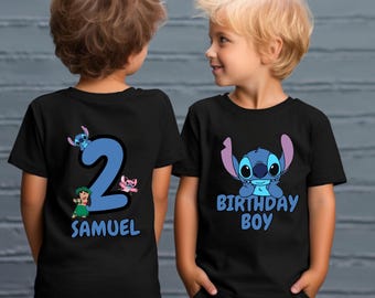 Personalized Stitch Birthday Shirt for Boys – Custom Age and Name Tee – Adorable Birthday Outfit – Perfect Gift for Kids' Parties