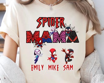 Camiseta personalizada de Spider-Mamá: adorable camiseta inspirada en cómics para mamás frikis. Divertida camiseta de superhéroe para mamás. Regalo para fans de Marvel y mamás frikis.