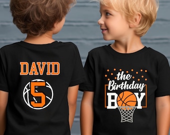 Custom Basketball Birthday Boy Shirt, Family Birthday Party Shirts, Kids Basketball Birthday Shirt, Personalized Age Name Birthday Boy Shirt