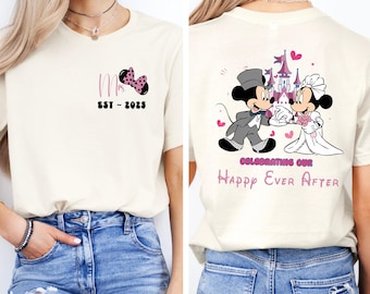 Disney Mrs And Mr Two Sided Shirt, Disney Sweatshirt, Mickey Minnie Couple Happy Ever After Tee,Disney Wedding Shirts,Just Married Honeymoon