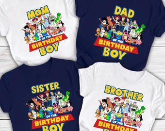 Camiseta de cumpleaños de Toy Story, camisetas personalizadas de cumpleaños para la familia, fiesta de Woody y Buzz, conjunto de cumpleaños a juego.