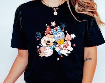 Minnie & Daisy 4th of July Shirt – Patriotic Disney Girls Tee – Red White Blue Summer Shirt – Cute Best Friend USA Top