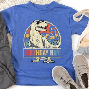 Kids Year Old  Dinosaur Birthday Boy Shirt,5th Rex Dino Five Saurus A Birthday Tee, Family Matching Clipart T-Shirt, Toddlar Party Tees,