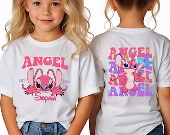 Custom Angel Birthday Girl Shirt, Disney Angel Birthday Shirts,Stitch Birthday Shirt, Personalized Birthday Shirt, Angel Birthday Kids Shirt