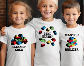 Building Blocks Shirt, Master Builder Shirt, Clean Up Crew Shirt, Demo Expert Shirt, Junior Builder Shirt, Funny Building Blocks Shirt