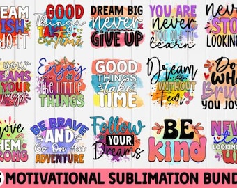 Motiverende sublimatiebundel, png-bestand | Inspirerende citaatontwerpen | T-shirtmok afdrukbestanden | Digitale download
