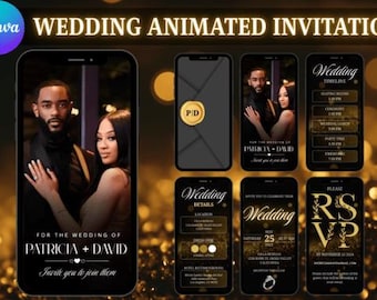 Bewerkbare geanimeerde huwelijksuitnodiging | Video digitale huwelijksuitnodiging | Moderne Save the Date | WhatsApp- en Instagram-uitnodiging