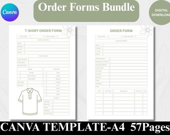 Bewerkbaar bestelformulier en trackingsjabloon voor bestelling | Digitale Canva-download | Orderbeheer voor kleine bedrijven
