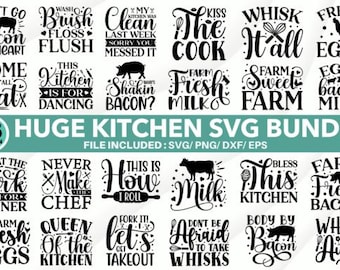 Enorme keuken-SVG-bundel – Digitale download voor knutselen, borden, shirts en woondecoratie