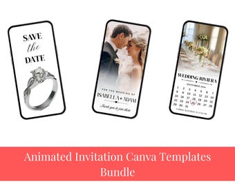 Bundel met geanimeerde uitnodigingcanva-sjablonen |  Canva-video-uitnodiging | Verjaardag, bruiloft, feest en evenement