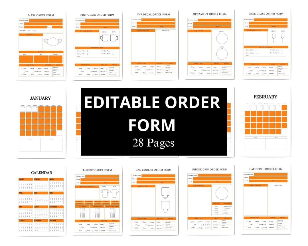 Editable Order Form Canva Template | Small Business Order Pages ...