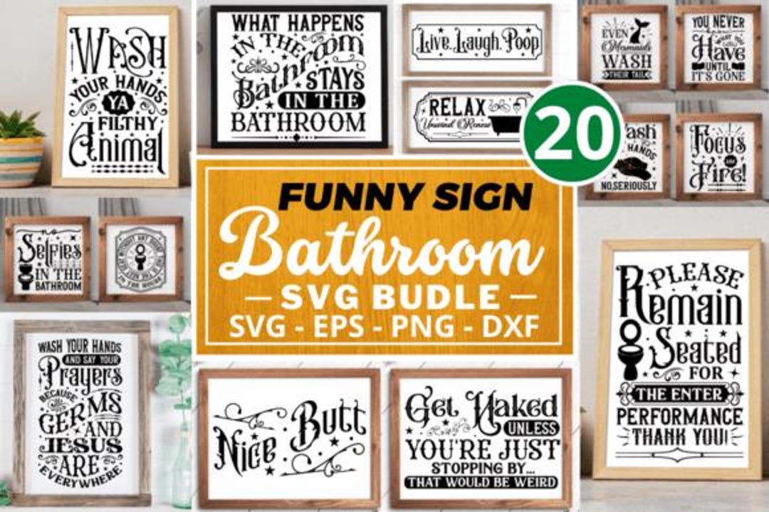 Funny Bathroom Sign SVG Bundle | Toilet Humor Cut Files for Cricut ...