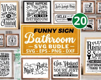 Grappig badkamerbord SVG-bundel | Toilet humor gesneden bestanden voor Cricut silhouet | Digitale download